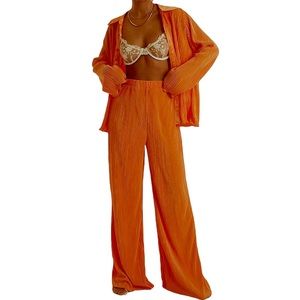 🧡NWOT Orange Plisse Set